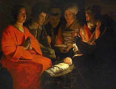 Georges de La Tour: L'Adoration des bergers (Anbetung der Hirten), musée du Louvre in Paris ca. 1640